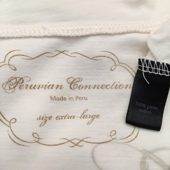 Peruvian Connection Women's Pima Cotton White Scoop Neck Graphic T Shirt XL - Picture 8 of 8